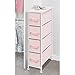 mDesign Narrow Vertical Dresser Storage Tower Furniture - Metal Frame, Wood Top, Easy Pull Fabric Bins - for Kid's Bedroom, Hallway, Entryway, Closet, Dorm - Chevron Print, 4 Drawer - Pink/White
