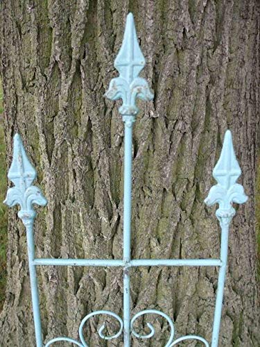 Traumschönes, Verziertes Rankgitter, Rankhilfe, Eisen, massiv, türkis – Bild 4