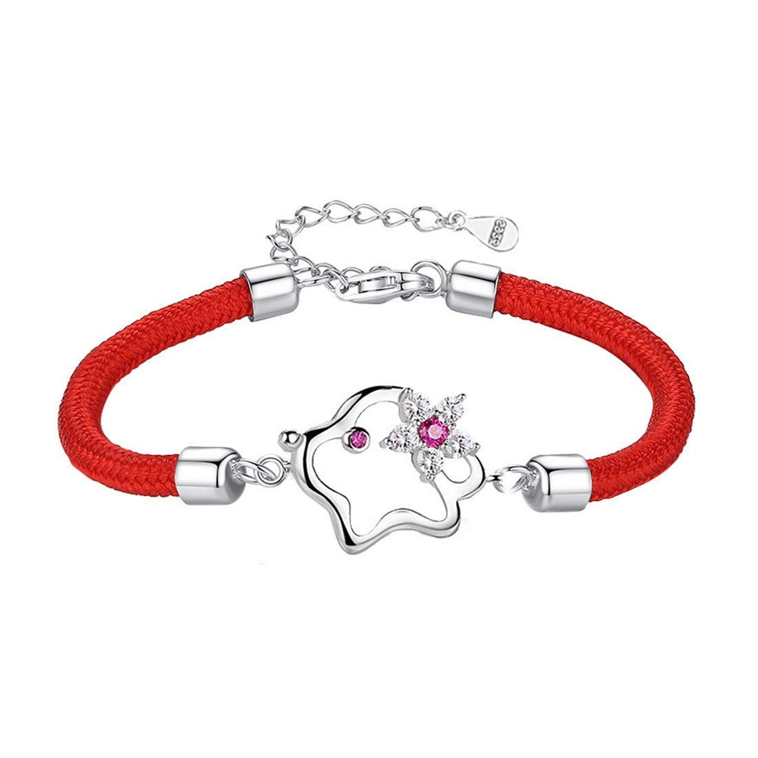 Yiyiyaレディースハンドメイドブレスレットs925スターリングシルバーレッドロープシンプルデザインの干支犬パーソナリティウェディングジュエリー レディースジュエリーギフト B07lgyg53x アクセサリー 魅力的な Blueparadise Chania Com