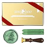 UNIQOOO Arts & Crafts Rosemary Botanical Twig Green Plants Wax Seal Stamp Kit, 2 Emerald Green Wick Wax Sticks, Great Embellishment of Greeting Cards, Wedding Invitations, Christmas Gift Ideas
