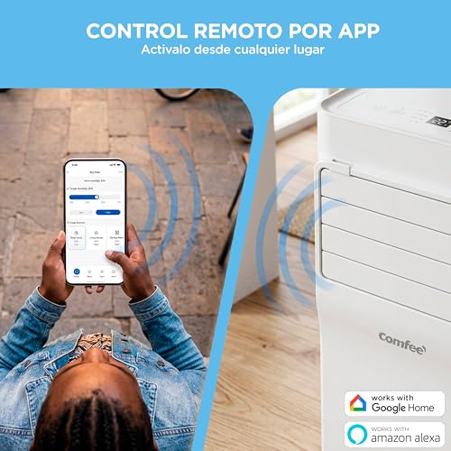 Pingüino Aire Acondicionado Portátil 3 en 1 | 7000 BTU/1800 Frigorías Con App + Mando a Distancia | Climatizador y Deshumidificador | Bajo Consumo | Función Follow Me | Incluye kit de ventana