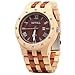Bewell W109A Men Wooden Quartz Watch Round Dial Analog Handmade Wood Wristwatch (Maple and Red)