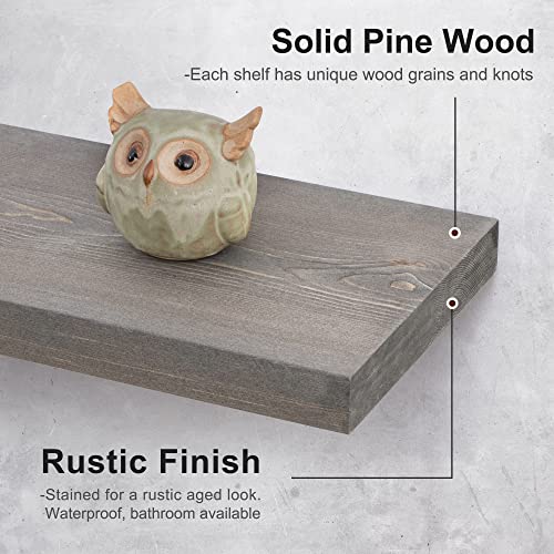 Axeman Floating Shelves Grey, 36W x 8D Wall Mounted Shelves Set of 2