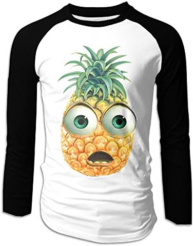 JIUjiujiu Astonished Pineapple Men's Long Sleeve Jersey Shirt Baseball Tee Raglan T-Shirts XL Black