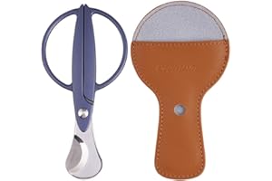 CIGARISM Cigar Scissors Cigar Cutter, Germany 4116 Stainless Steel Blades W/Leather Case (Matt Blue)