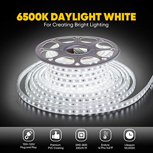 Shine Decor 50FT LED Strip Lights 6500K Cool White ColdResistant