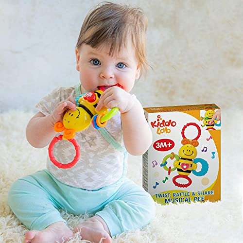 Twist & Rattle Musical Bee LightUp Toy and Teething Ring for Toddlers