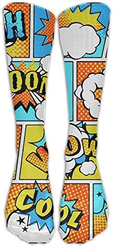 Comic Style Boom Wow Athletic Tube Stockings Women's Men's Classics Knee High Socks Sport Long Sock One Size
