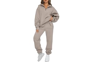 AUTOMET Women's Sweatsuits 2 Piece Outfits Lounge Sets Long Sleeve Half Zip Pullover and Baggy Sweatpants with Pockets