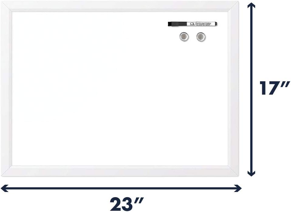 Quartet Magnetic Whiteboard, 17" x 23" Small White Board for Wall, Dry Erase Board for Kids, Perfect for Home Office & Home School Supplies, Dry Erase Marker, Magnets, White Frame (MWDW1723M-WT): Office Products