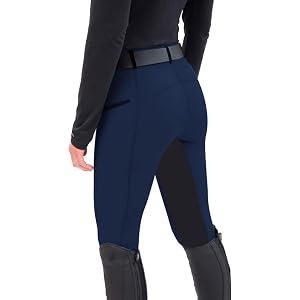 Linkpig Women's Horse Riding Breeche mKnee-Patch Full Seat Equestrian Tights with Zipper Pockets, Horseback Riding Pants