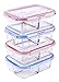 [4 PACK] FreshSav Series 35.5 oz Compartmentalized Glass Meal Prep Food Storage Containers Set Airtight locking Lids | Microwave, Freezer, Oven & Dishwasher Safe (2 Compartment + 3 Compartment Combo)