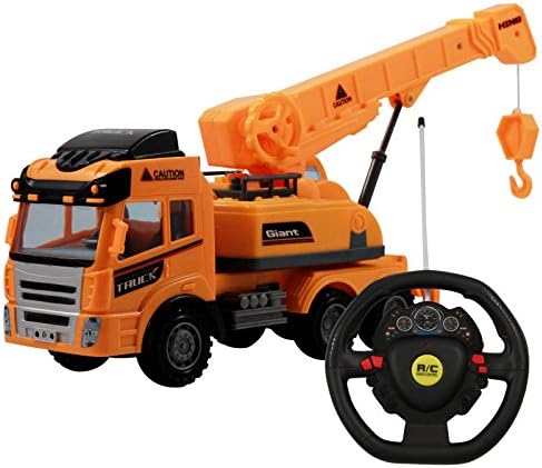 KidFun Builders RC Light Up Full Function Construction Truck Crane Hook Toy