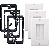 VCE Placa de pared de cepillo con soporte de montaje, paquete de 3, inserto de paso de cable con cubierta de pared de una sol