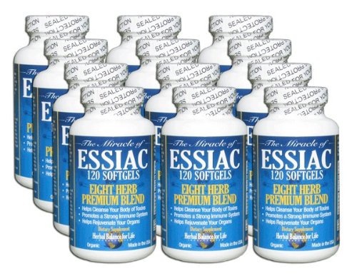 Essiac Tea Softgels, 796 Mg, 12 Pack 1440 Soft Gels, Eight Herb Essiac Tea, No Brewing, No Refrigeration, Great for Travel, 360 Day Supply