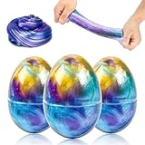 JamBer Galaxy Fluffy Slime Mud, 6.7 oz Colorful Soft Egg Slime, Non-toxic and Non-edible Crystal Clay Slime,Fluffy Floam Slime Stress Relief Toy Scented Sludge Toy for Kids and Adults (3 Pack)