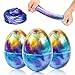 JamBer Galaxy Fluffy Slime Mud, 6.7 oz Colorful Soft Egg Slime, Non-Toxic Non-Edible Crystal Clay Slime,Fluffy Floam Slime Stress Relief Toy Scented Sludge Toy Kids Adults (3 Pack)