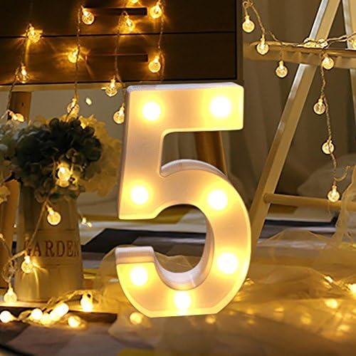 Ikevan Alphabet LED Digital Lights Light Up White Plastic Digital Standing Hanging 0-9 (F)