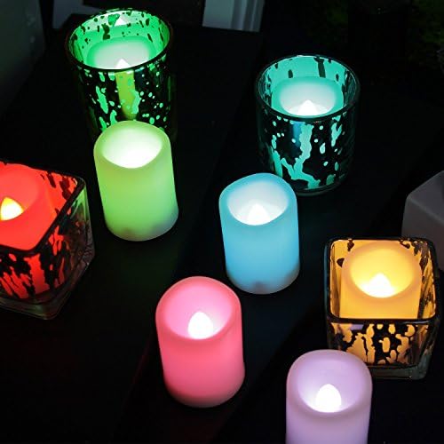 eGlobalTone Color Changing Multi-color Flameless LED Votive Candles with Remote and Timer Flameless Candle Battery Operated Candle Electronic Candle Magic Candle RGB Red Green Blue Candle Pack 10 PCS