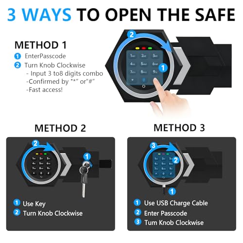 3.4 Cuft Large Home Safes Water and Fireproof, Digital Security Safe Fireproof Waterproof with Combination Lock and Smart Alarm System, Anti-Theft Fire Proof Safe Box for Home Document Valuables