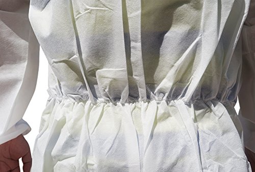 Raygard 30303 SMS Disposable Hooded Coveralls Suit Dust Chemical Protective Elastic Wrist, Ankles, Waist Zipper Front Closure for Spray Painting Medical Cleaning Work(2X-Large,White)