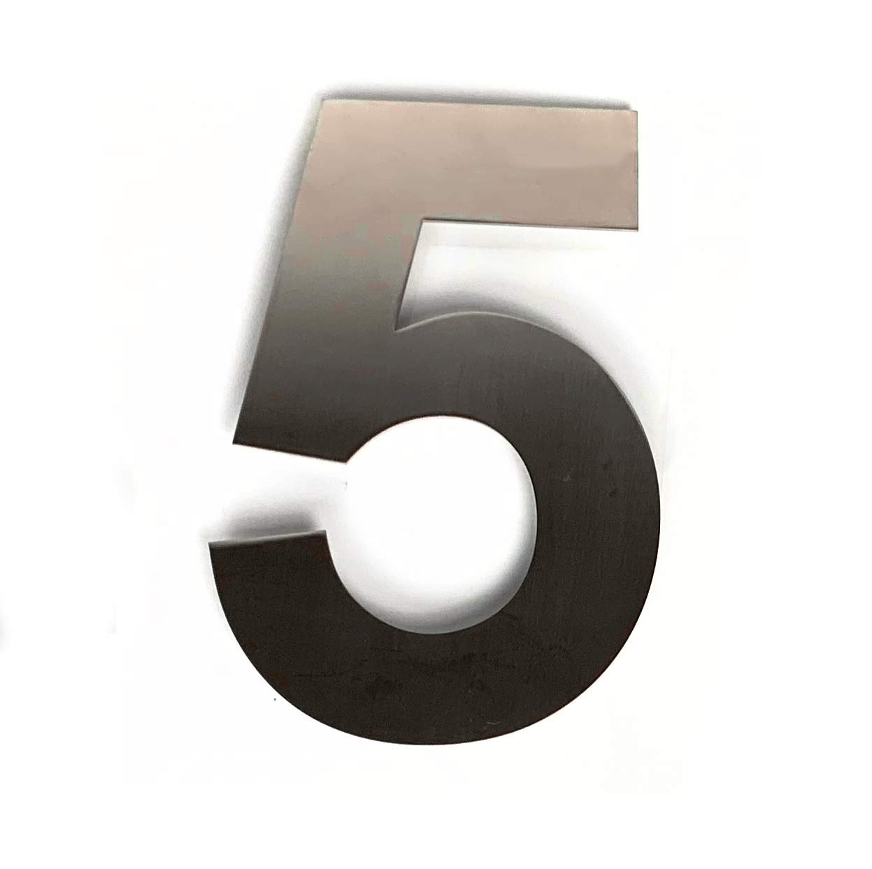 ASC FLOATING HOUSE NUMBER - Number 5 (Five) - Brushed Stainless Steel House/Door Number - 6" / 15cm Tall