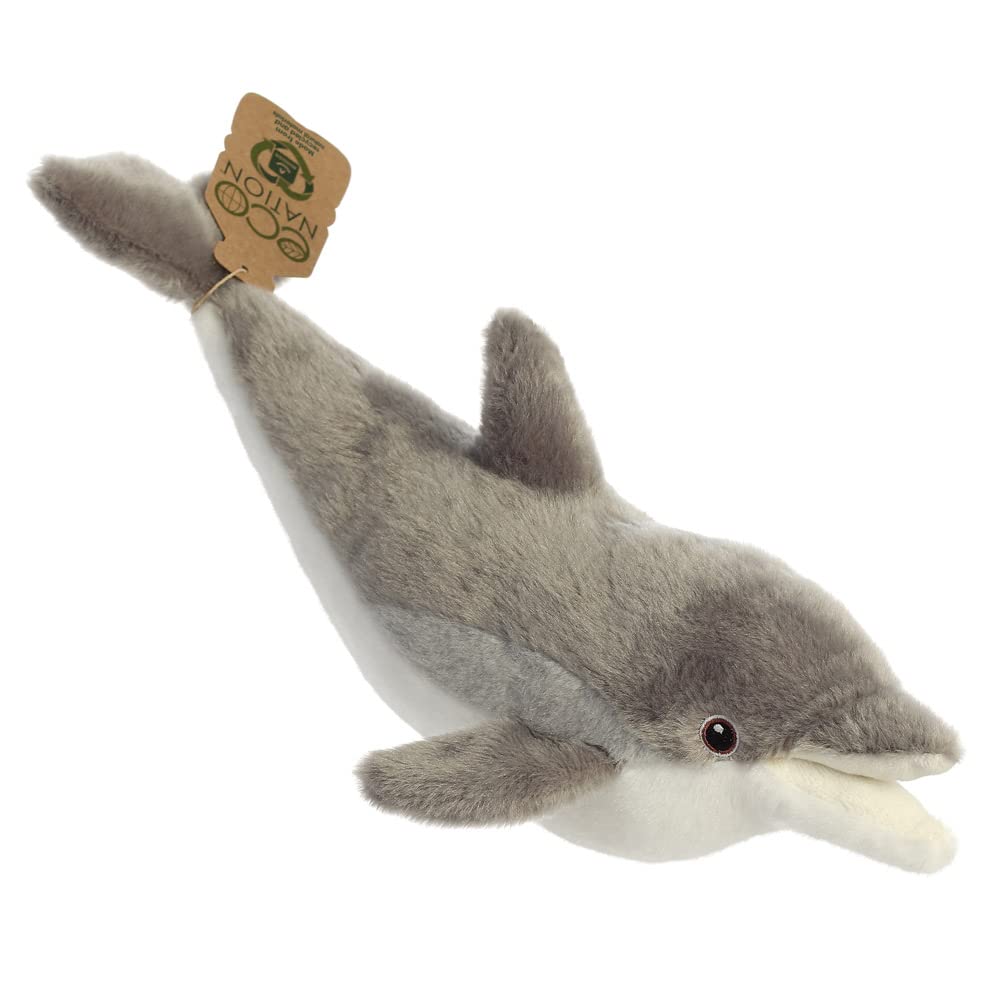 Aurora, 35020, Eco Nation Dolphin, 15In, Recycled Soft Toy, Grey & White, 37 centimetri