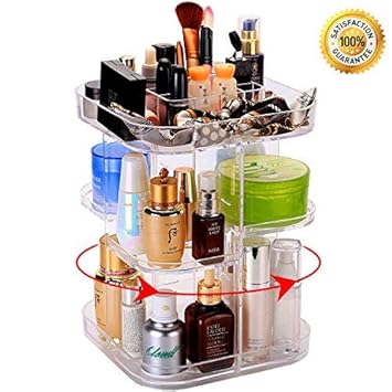Amazon Com Sanipoe 360 Rotating Makeup Organizer Diy Adjustable