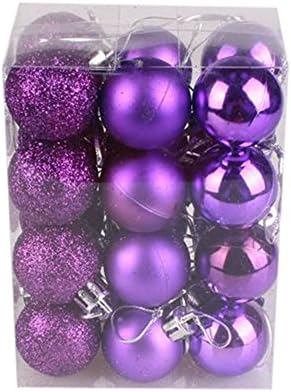 Big Quistal 24Pcs/Set Christmas Ball Baubles Ornaments Xmas Decorations Tree Balls for Holiday Wedding Party Decoration (Purple, 30MM)