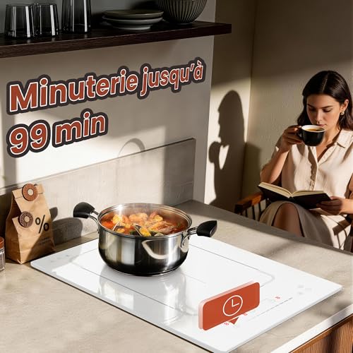 Karienvir Induction Hob 2 Hob with Socket, 30 cm Recessed Induction Hob, Dual Hob with Flexible Zone, Boost Function, Timer and Safety Lock, 220-240 V, 3500 W