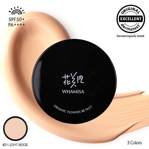 Whamisa Organic BB PACT - Natural Expression, #21 Light Beige | SPF50+, PA++++ | Sunscreen, Brightening, Anti-Wrinkle | BDIH Certified, Excellent from Dermatest |