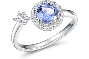 FOREVER QUEEN Birthstone Rings for Women 925 Sterling Silver Womens Month Ring Adjustable Ring Anniversary Birthday Mother's Day Jewelry Gift for Wife Mom Daughter Friend