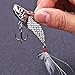 Sougayilang Fishing Lures Blade Baits Spoon Hard Lure with Feather Two Treble Hooks 3D Eyes for Saltwater Freshwater Fishing