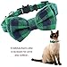 Cat Collar Breakaway with Bell and Bow Tie, Plaid Design Adjustable Safety Kitty Kitten Collars(6.8-10.8in) (Green Plaid)