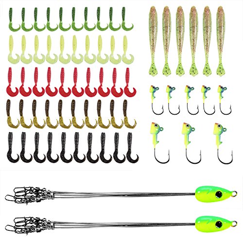 PLUSINNO Fishing Lures Baits Bass Lures Tackle including Umbrella Rigs,soft fishing lures , Plastic Worms , Jigs,Tackle Box and More Fishing Gear Lures Kit Set … … …