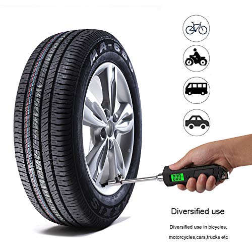 Fly5D Digital Tire Pressure Gauges (0-230 PSI) 4 Setting with Backlight LCD and Flashlight Dual Head RV Heavy Duty Monitoring System Made for Car Truck Motorcycle RV Bike - Thumbnail 7