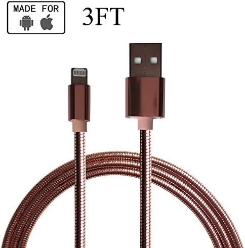 Titanium Micro USB Cable (3ft) (Pink) Super Hard Durable, Lightning Charging Cable for iPhone 7 7 Plus, 6S, 6 Plus, 5S, 4S, iPad Mini, iPod, Samsung Galaxy S7/S6/S5/Edge (1 Pack)