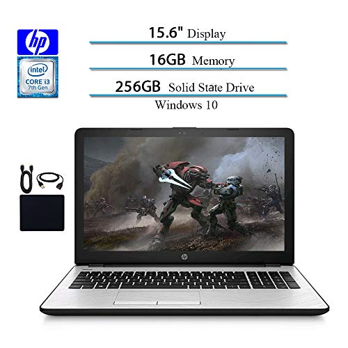 HP 2019 15.6″ Laptop Computer Notebook, Intel i3-7100U 2.40GHz, 16GB RAM, 256GB SSD, WiFi, Bluetooth, Windows 10 w/ Accessories Bundle