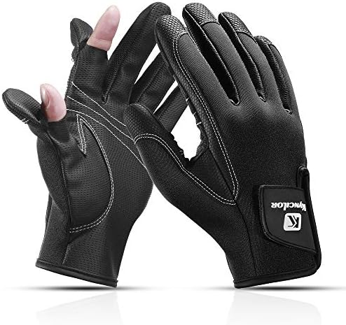 Fishing Gloves for Men and Women, 2 Cut Fingers Flexible Ski & Snowboard Gloves Windproof Water Repellent Touchscreen Gloves for Fishing, Cycling, Photographing, Hunting Outdoor Activities