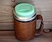 Faux Leather Sleeve with Handle/Travel Mug for Wide Mouth Pint Mason, Canning Jars