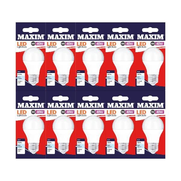 Maxim LED A60 GLS Edison Screw (Daylight White) - 6watt (40watt) - 470 Lumen (Pack 10) - 40MLGE22D5X10 — image 1