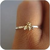 Metmejiao Fashion Cute Gold Bee Ring for Women Finger Wrap Around Craft Handmade Animal Lucky Honey Bee Knuckle Ring (6)