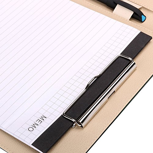 Plinrise Waterproof Shine PU Leather File Folder, Tight Metal Clip File Folder, For Letter Size Papper Writing Pad ,Perfect Office Folio Organizer & Professional Documents (Pink)