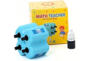 GoldenEgg Math Teacher 4-in-1 Math Roller Stamp, Addition, Subtraction, Multiplication & Fill-in-The-Blank Practice Tool for 