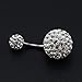 ZS Pretty Belly Button Ring with Gradual Color Crystal Fervid Ball Navel Ring for Women (White)