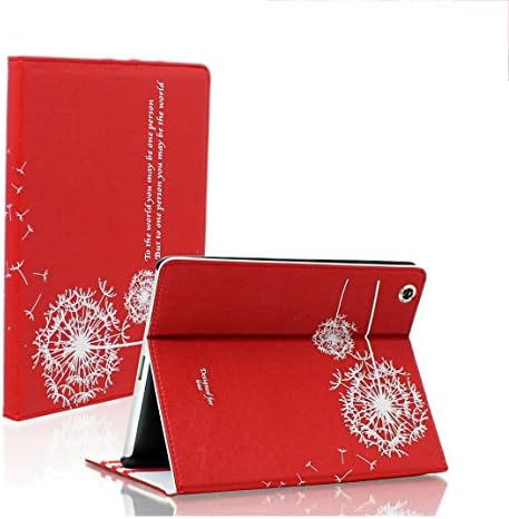 SAVEICON (TM Red Dandelion Folio PU Leather Stand Case Cover Skin for iPad 2 iPad 3 iPad 4 Wifi 3G 4G LTE with Stand and Sleep/Wake Function