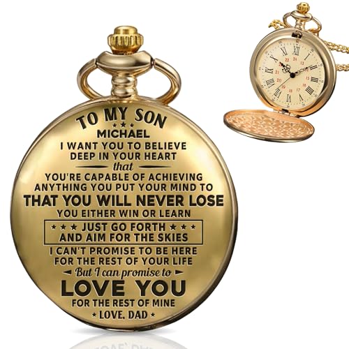 Wrappiness to My Son Personalized Engraved Pocket Watch - Custom Gift for Son from Mom Dad with Meaningful Message, Stainless Steel Keepsake for Graduation, Birthday, Christmas