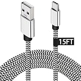 USB Type C Charger Cable,15FT Long USB C Cable for Google Pixel 4 XL,Samsung S10 S9 Plus S8, Galaxy Note 10, LG V30, DEEGO Nylon Braided Charging Type C Cord for Nintendo Switch MacBook Wall Charger