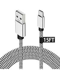Google Pixel 2 Cable de carga, 15 ft Samsung Galaxy S8 cable de carga Cable USB tipo C Cable trenzado de nailon para Nexus 6P interruptor de 5 x, LG V20, g6, Nintendo, OnePlus 5, MacBook, compatible Cargador de pared Adaptador