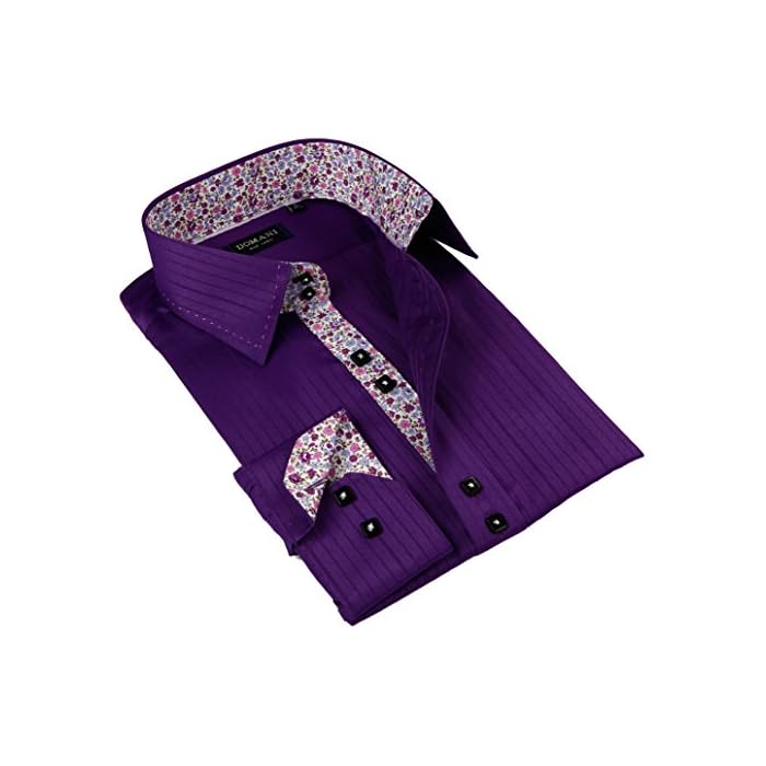 Buy Domani Blue Label Men's Purple/ Floral Trim Button-down ...